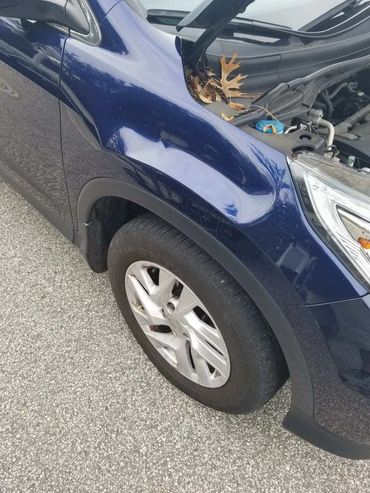 Top Repair Blue Car Before - Florida Dent Solutions