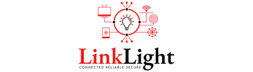 Logo of LinkLight with a network design and tagline.