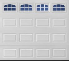 short panel garage door with windows