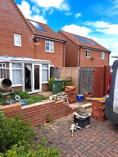 Brick wall has been hit by car