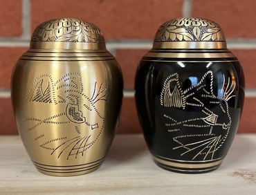 Metal Cat Urns - available in gold, black & pewter