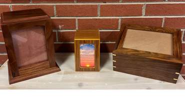 Left - Right:
Vertical Photo Frame Urn
Rainbow Bridge Photo Urn
Photo Urn w/ Brass Corners