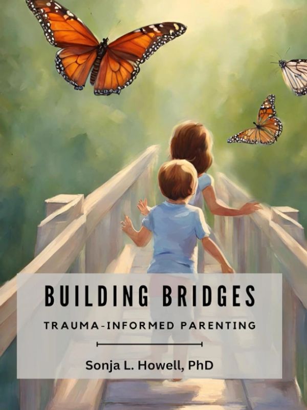 Children on a bridge with butterflies, symbolizing trauma-informed parenting.