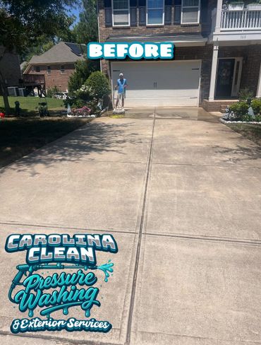 Driveway before pressure washing by Carolina Clean - Pressure Washing & Exterior Services