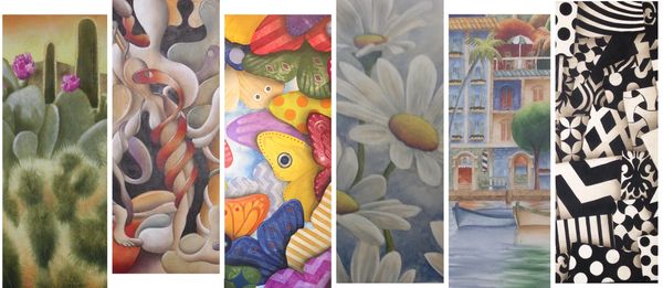 Graphic Compilation of abstract canvas paintings by artist Tom Grijalva Art