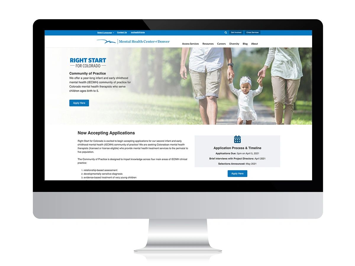 Screenshot of Right Start for Colorado webpage