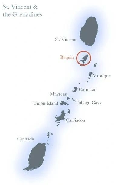 map of st vincent and the grenadines , how to get to bequia