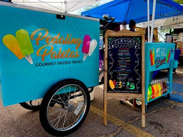 The Pedaling Paletas tricycle at the Uptown Farmers Market in Casa Grande.