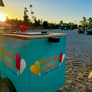 The Pedaling Paletas tricycle at Food Truck Friday in the Casa Grande Mainstreet Neon Sign Park.