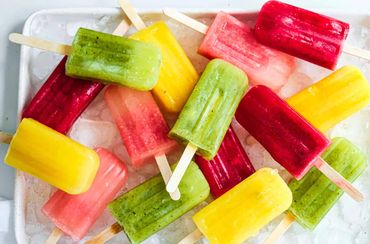 Pedaling Paletas frozen fruit bars on ice.