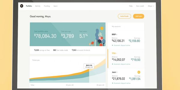 Portfolio dashboard showing account balances and investment growth.