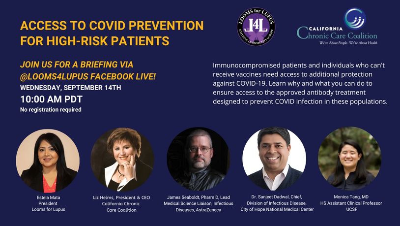 Join us for a Briefing on Access to Covid prevention for high-risk patients on Wednesday September 1