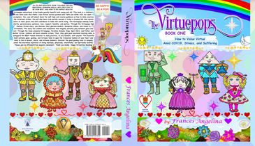 Colorful book cover with fantasy characters and rainbow themes.