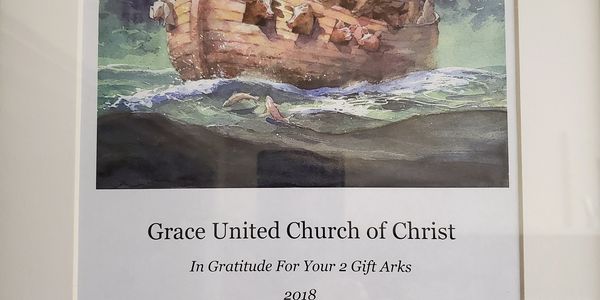 A framed appreciation for two gift arks from Grace United Church of Christ.