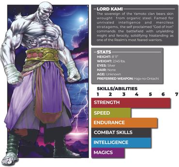 Anime Village, Adamanto: Unleashed mobile game character profiles. Lord Kami.