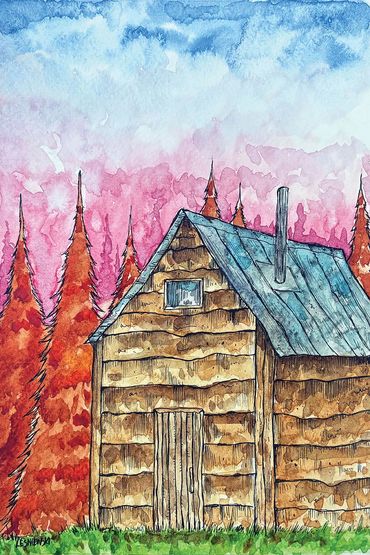 Big Cabins Fall Trees