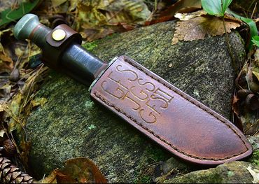 Custom Sheaths for a classic blade. Free hand initials by Matt Lesniewski of ML Knives