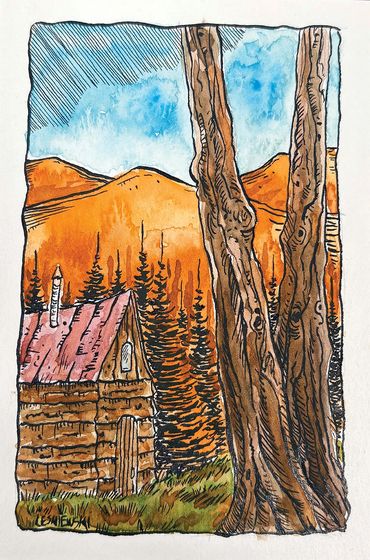 Fall Mountains Cabin in the wild