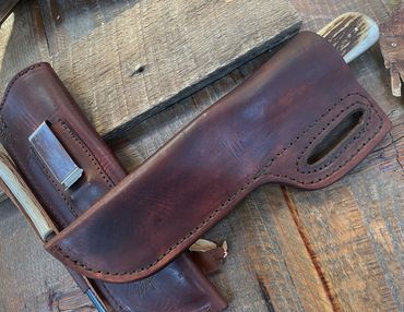 Mountain Man sheath Slotted belt over style. ML Knives