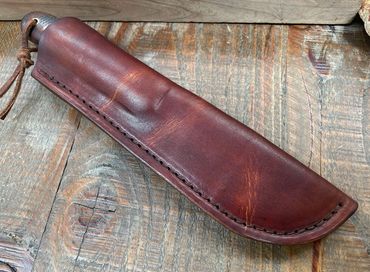 Custom Knife Sheath. Hand distressed & antiqued leather. ML Knives