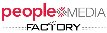 PeopleX Media logo with a film clapperboard icon.