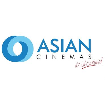 Logo of Asian Cinemas with two overlapping blue circles and the tagline 'its showtime!'