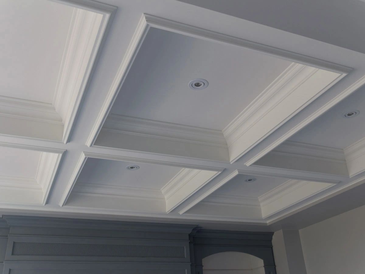 faux coffered ceiling beams