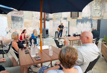 The Courtyard view of TexasMusicBeat.com's featured Texas LIVE music venue, The Post at River East