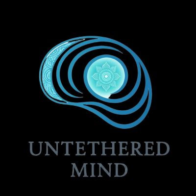 Stylized logo with spirals and text 'UNTETHERED MIND'.