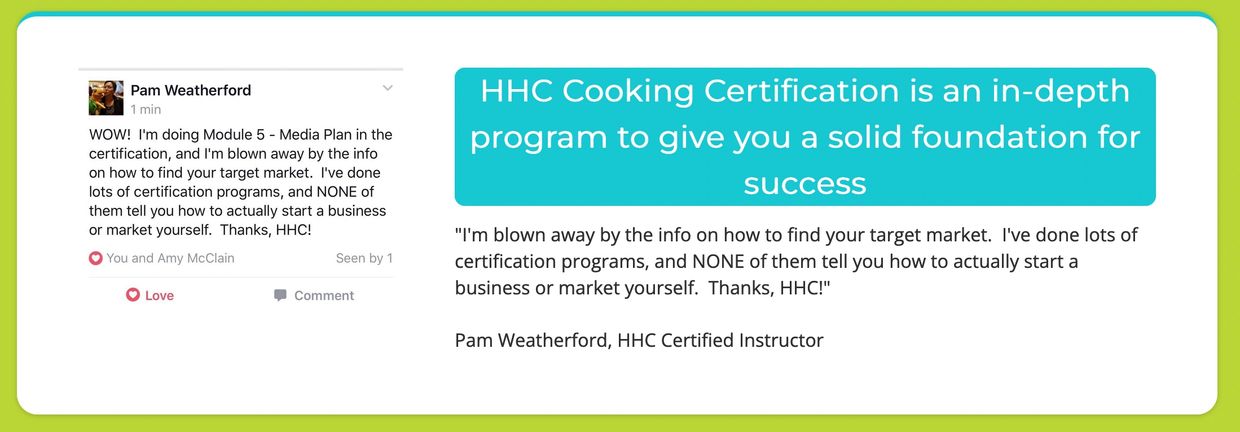 Cooking instructor testimony
