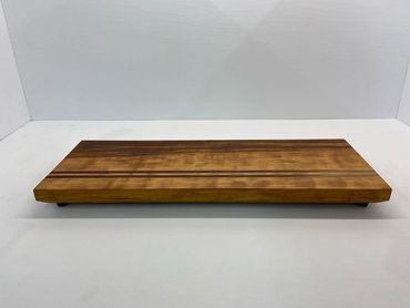 Cherry serving board with walnut stripes