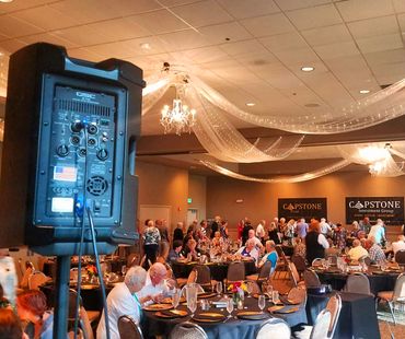 An elegant event DJ set up by NW Wedding DJs.