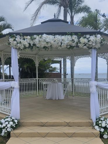 Caloundra Powerboat Club Wedding Sunshine Coast White luxe gazeebo