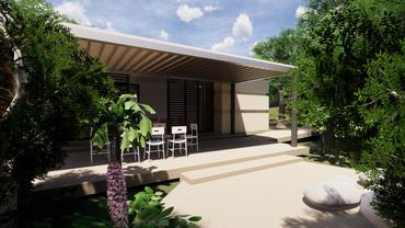 Imagen exterior realizada en Software Revit y renderizado en enscape