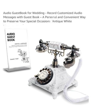 Vintage-style audio guestbook phone for recording messages at weddings.