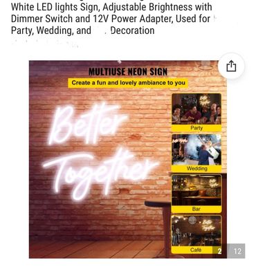 Neon sign "Better Together" creating ambiance for parties, weddings, bars, and cafes.