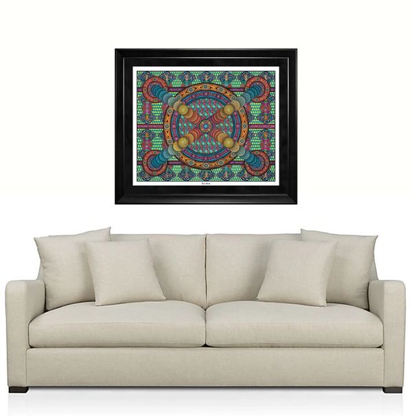 display image of illustration hanging over couch