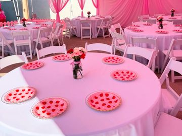 Strawberry theme tables and chairs set up