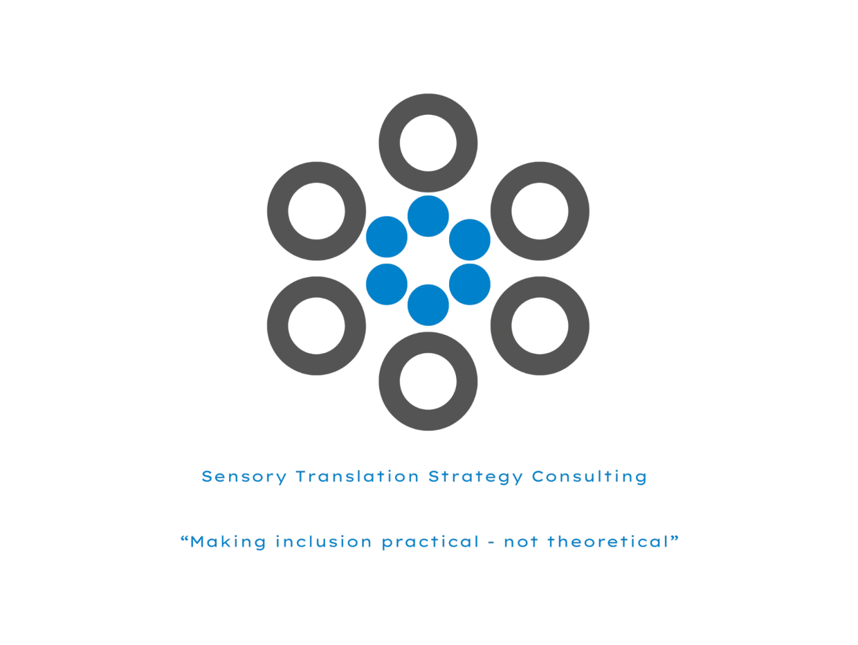 Logo of Sensory Translation Strategy Consulting with tagline on inclusion.