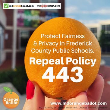 Campaign ad urging repeal of Policy 443 in Frederick County Public Schools.