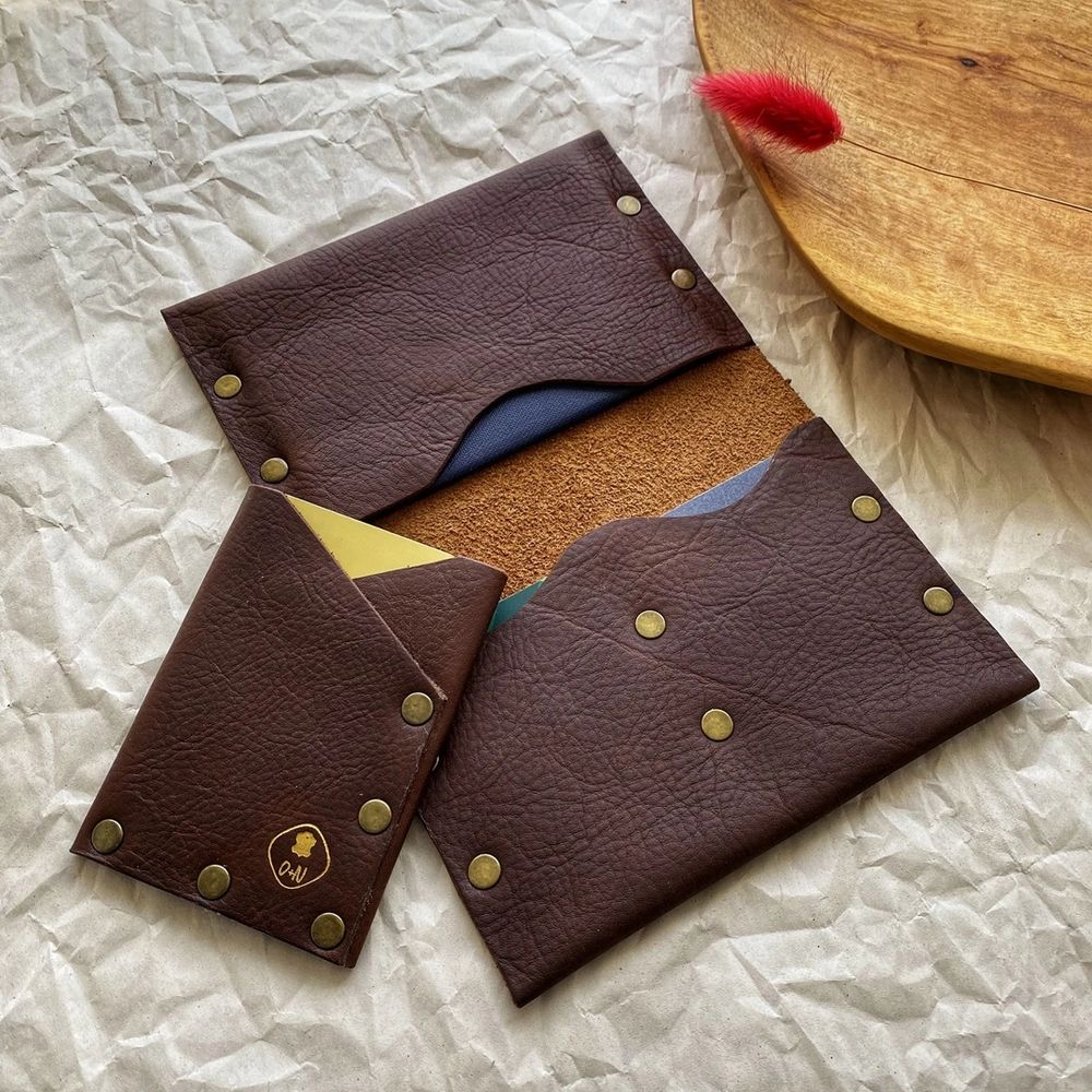 Handmade Leather Passport Holder and Card Holder Gift Set