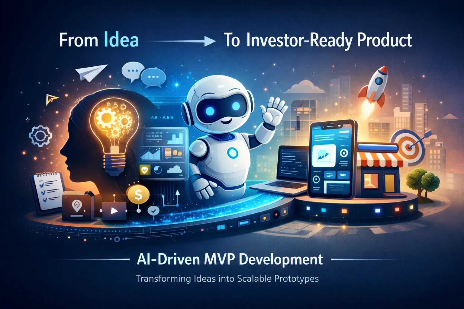 AI-driven MVP development transforms ideas into investor-ready products with innovative technology.