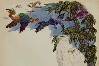 Color frontispiece by Sidney Sime appears in Lord Dunsany The Men of Baldfolk.  Pegana Press 2016.