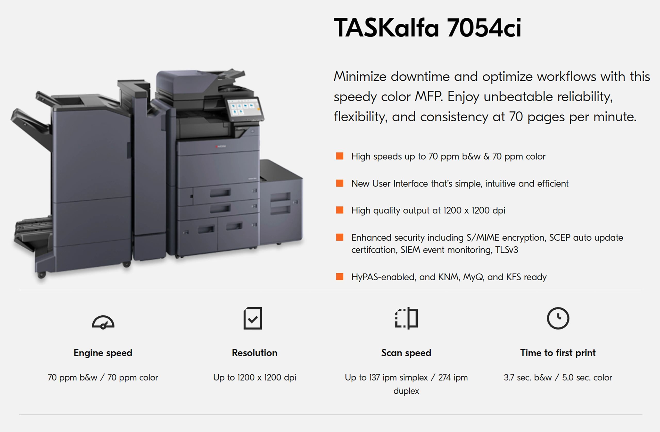 Kyocera TASKalfa 7054ci, Color MFP Printer Details.