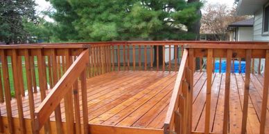 Outdoor staining, porches , new construction, Cedar Rapids, Ia
