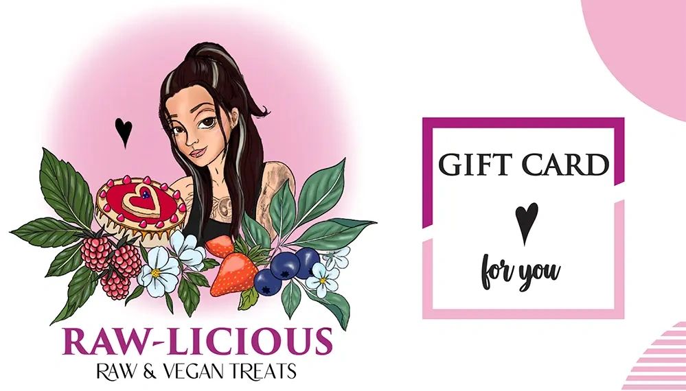 Gift card for vegan desserts in Calgary from Rawlicious. Gluten free and dairy free desserts.