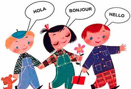 Children speaking French Spanish
