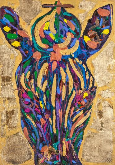 The sacrifice
910mm X 652mm
Canvas, Golden paper, Acrylic color ,Gold powder
2015