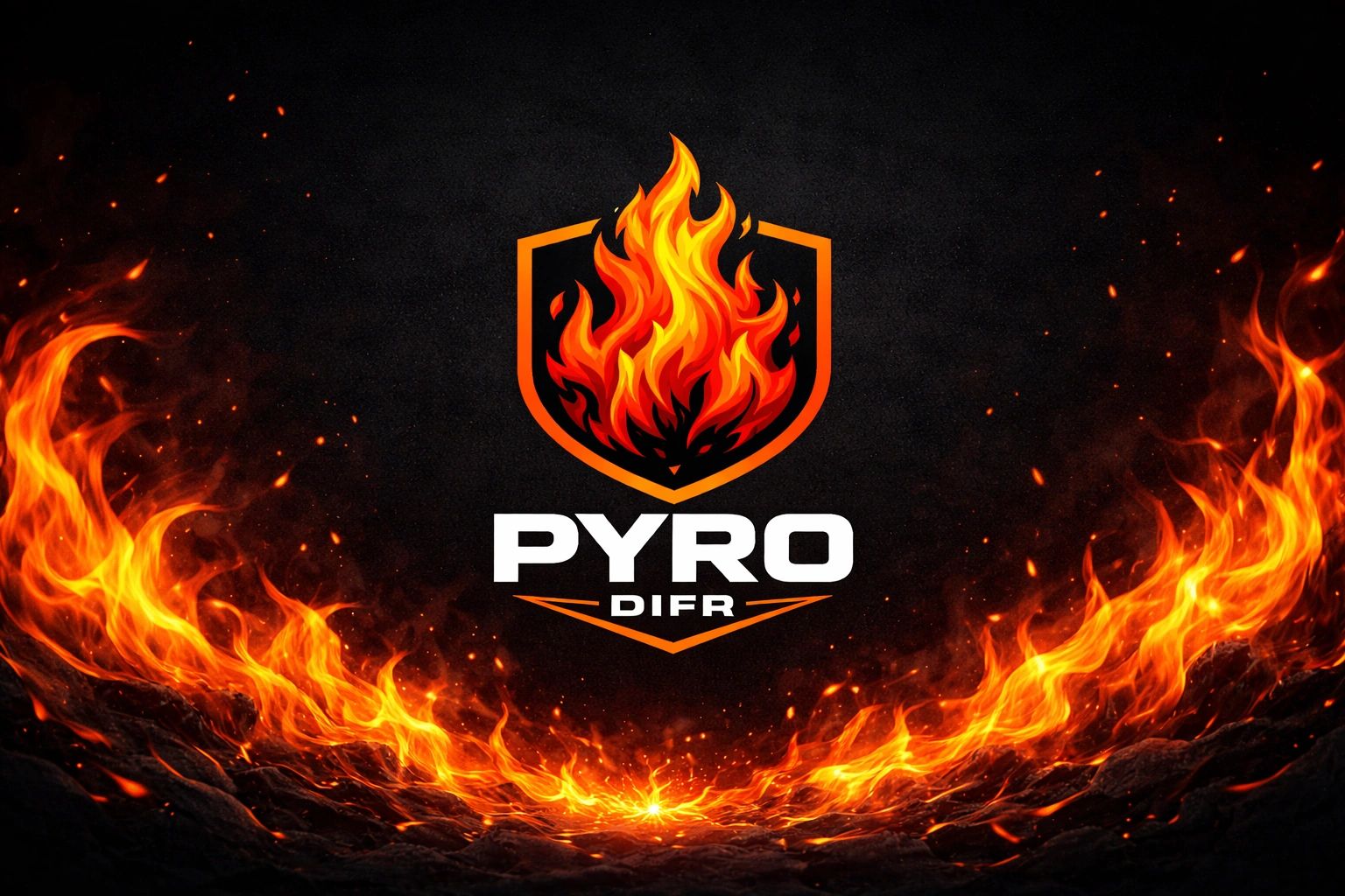 Flaming logo with the text 'PYRO DIFR' on a dark background.