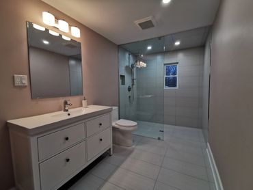bathroom renovation, custom tile installation, seamless shower, custom glass, 